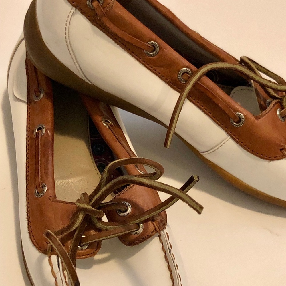 White & brown water resistant loafers